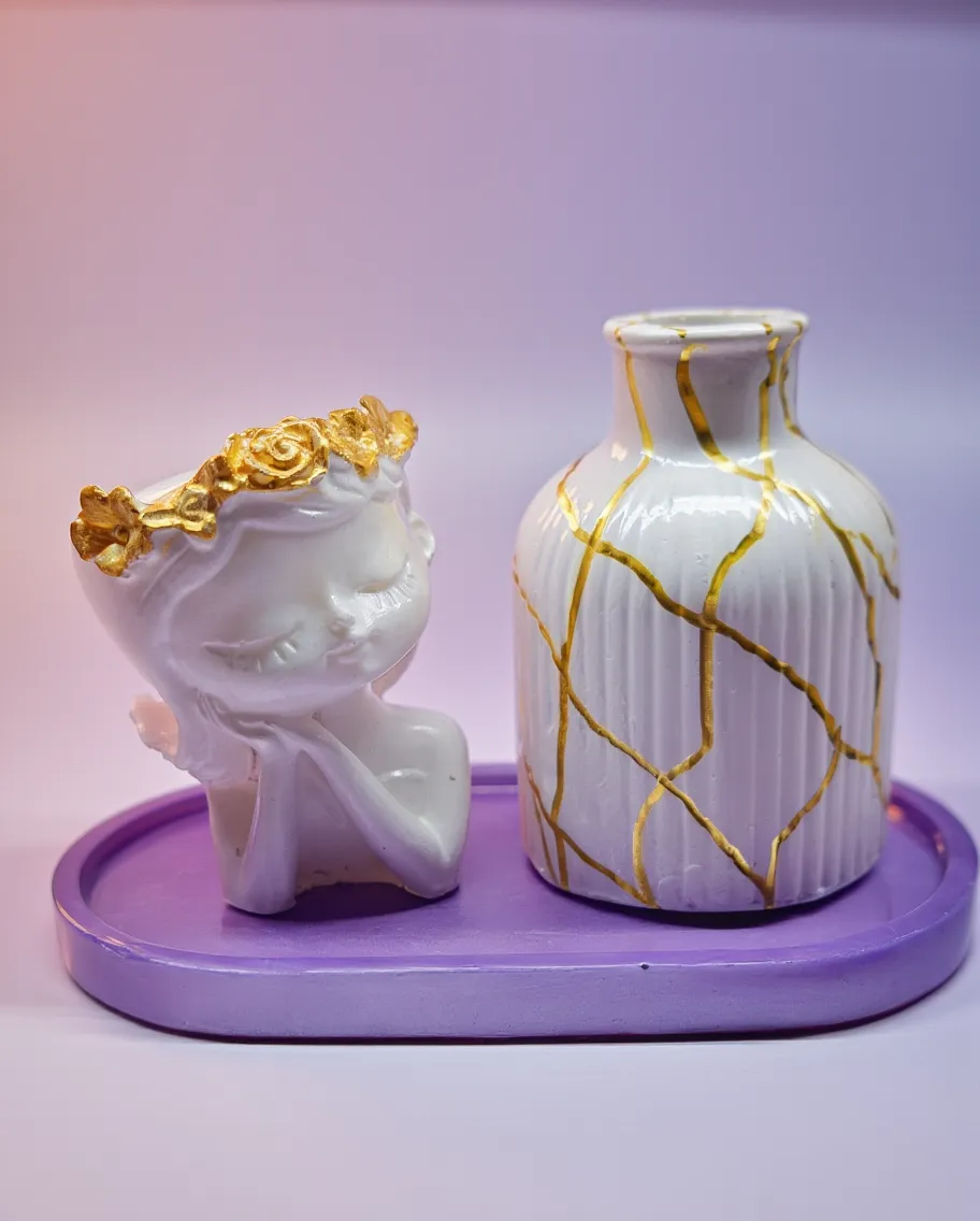 Golden Dreams Angel Vase Set